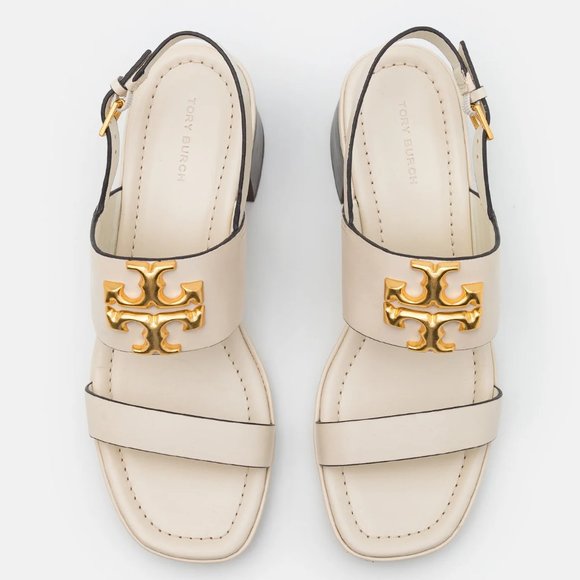 Tory Burch $348 Eleanor Heel Sandals New Ivory Cream - Picture 7 of 9